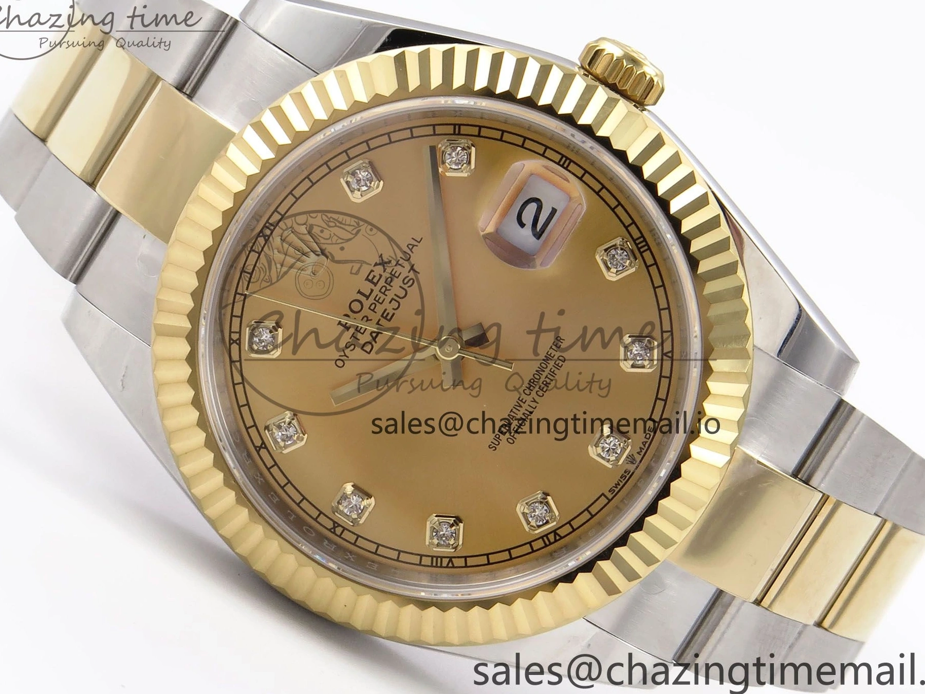MiroTime 0514 DateJust 41 126333 EWEF Best Edition YG Diamonds Dial on SS YG Oyster Bracelet A Minimalist 973